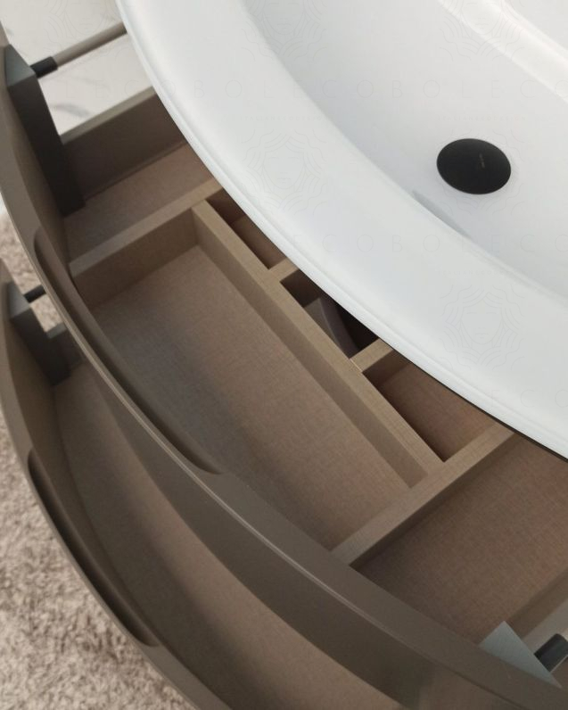 Mobile bagno sospeso curvo 105 cm grigio vulcano con lavabo in Mobile bagno sospeso curvo 105 cm grigio vulcano con lavabo in