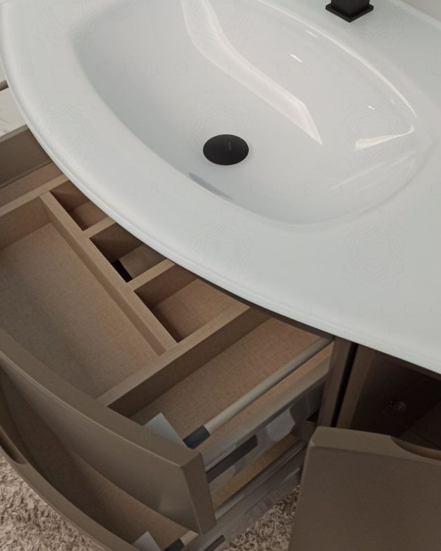 Mobile bagno sospeso curvo 105 cm grigio vulcano con lavabo in Mobile bagno sospeso curvo 105 cm grigio vulcano con lavabo in
