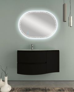 Mobile bagno sospeso curvo 105 cm nero opaco con lavabo in