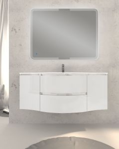 Mobile bagno sospeso curvo 140 cm con lavabo in vetro – Greta