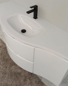 Mobile bagno sospeso curvo 140 cm con lavabo in vetro – Greta