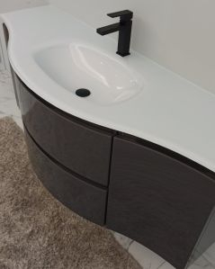 Mobile bagno sospeso curvo 140 cm antracite lucido con lavabo