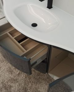 Mobile bagno sospeso curvo 140 cm antracite lucido con lavabo