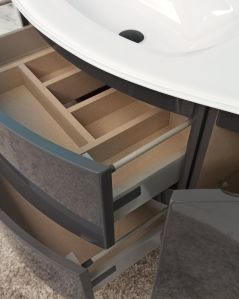 Mobile bagno sospeso curvo 140 cm antracite lucido con lavabo