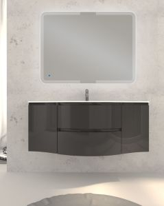Mobile bagno sospeso curvo 140 cm antracite lucido con lavabo