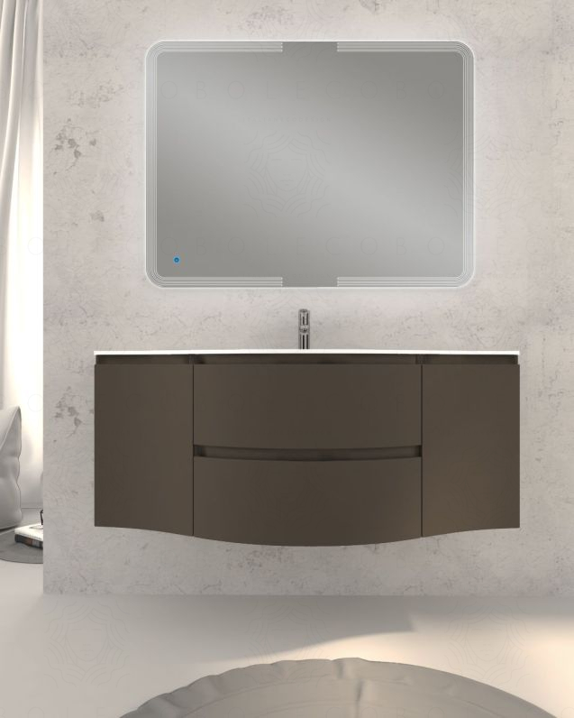 Mobile bagno sospeso curvo 140 cm grigio vulcano con lavabo in Mobile bagno sospeso curvo 140 cm grigio vulcano con lavabo in