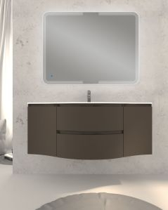 Mobile bagno sospeso curvo 140 cm grigio vulcano con lavabo in