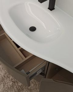 Mobile bagno sospeso curvo 140 cm grigio vulcano con lavabo in