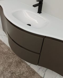Mobile bagno sospeso curvo 140 cm grigio vulcano con lavabo in