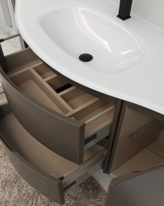 Mobile bagno sospeso curvo 140 cm grigio vulcano con lavabo in