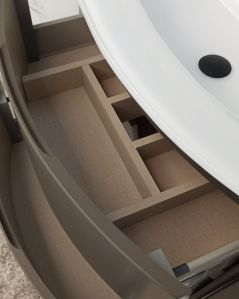 Mobile bagno sospeso curvo 140 cm grigio vulcano con lavabo in