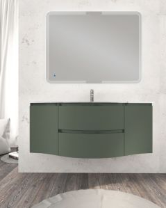 Mobile bagno sospeso curvo 140 cm verde opaco con lavabo in