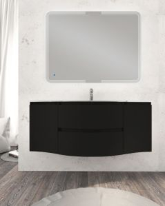 Mobile bagno sospeso curvo 140 cm nero opaco con lavabo in