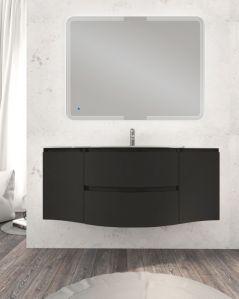 Mobile bagno sospeso curvo 140 cm lavagna con lavabo in vetro –