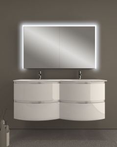 Mobile bagno curvo sospeso Greta cm 140 con doppio lavabo