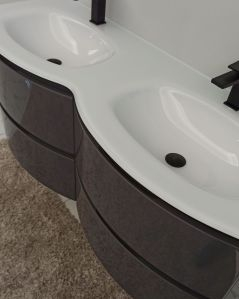 Mobile bagno curvo sospeso Greta cm 140 antracite lucido e