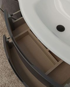 Mobile bagno curvo sospeso Greta cm 140 antracite lucido e