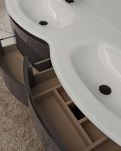 Mobile bagno curvo sospeso Greta cm 140 antracite lucido e