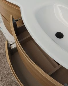 Mobile bagno curvo sospeso Greta cm 140 rovere naturale e