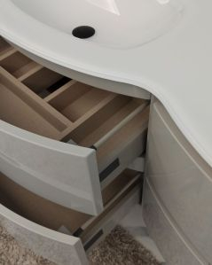 Mobile bagno curvo sospeso Greta cm 140 grigio lucido e doppio