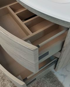 Mobile bagno curvo sospeso Greta cm 140 rovere grigio e doppio