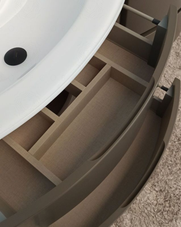 Mobile bagno curvo sospeso Greta cm 140 grigio vulcano e doppio Mobile bagno curvo sospeso Greta cm 140 grigio vulcano e doppio