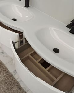 Mobile bagno curvo sospeso Greta cm 140 bianco opaco e doppio