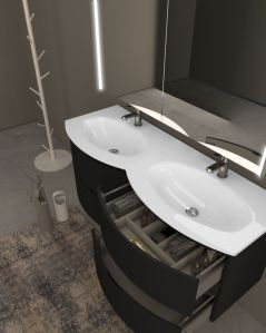 Mobile bagno curvo sospeso Greta cm 140 lavagna e doppio lavabo