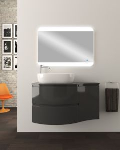 Mobile bagno sospeso Greta curvo 105 cm con top in mdf