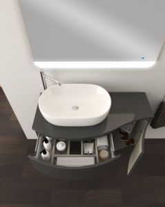 Mobile bagno sospeso Greta curvo 105 cm con top in mdf