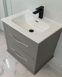 Mobile bagno sospeso Alba 60 cm con lavabo in ceramica - grigio