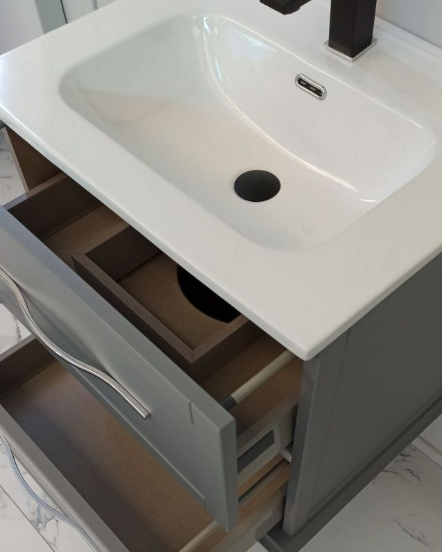 Mobile bagno sospeso Alba 60 cm con lavabo in ceramica - grigio Mobile bagno sospeso Alba 60 cm con lavabo in ceramica - grigio