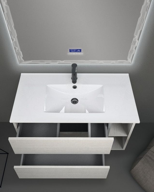 Mobile bagno sospeso cm 90 con cassetti e vano a giorno - Pamela