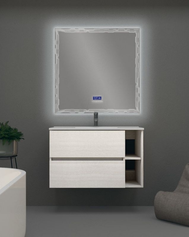 Mobile bagno sospeso cm 90 con cassetti e vano a giorno - Pamela