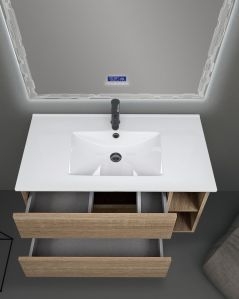 Mobile bagno sospeso cm 90 con cassetti e vano a giorno - Pamela