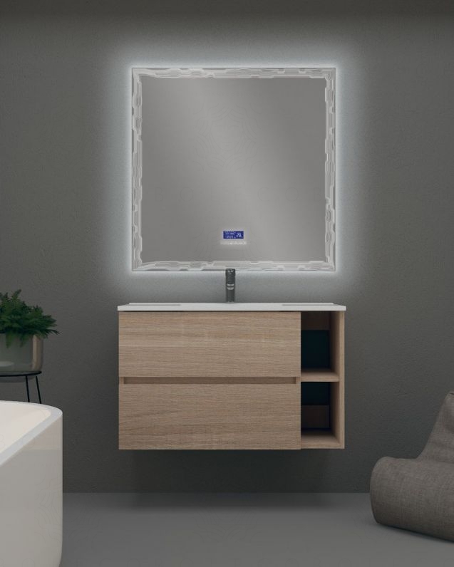 Mobile bagno sospeso cm 90 con cassetti e vano a giorno - Pamela