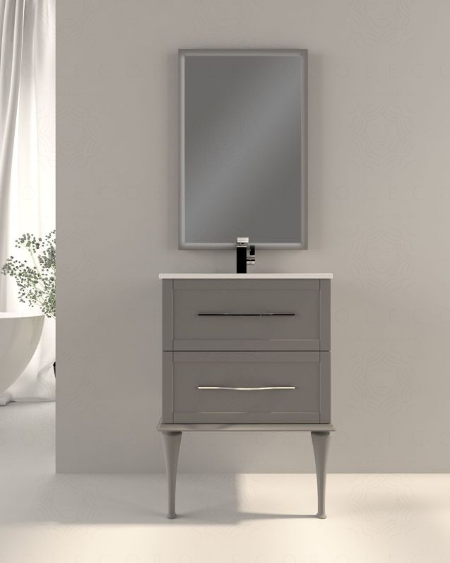 Mobile bagno sospeso Alba 60 cm con lavabo in ceramica - grigio