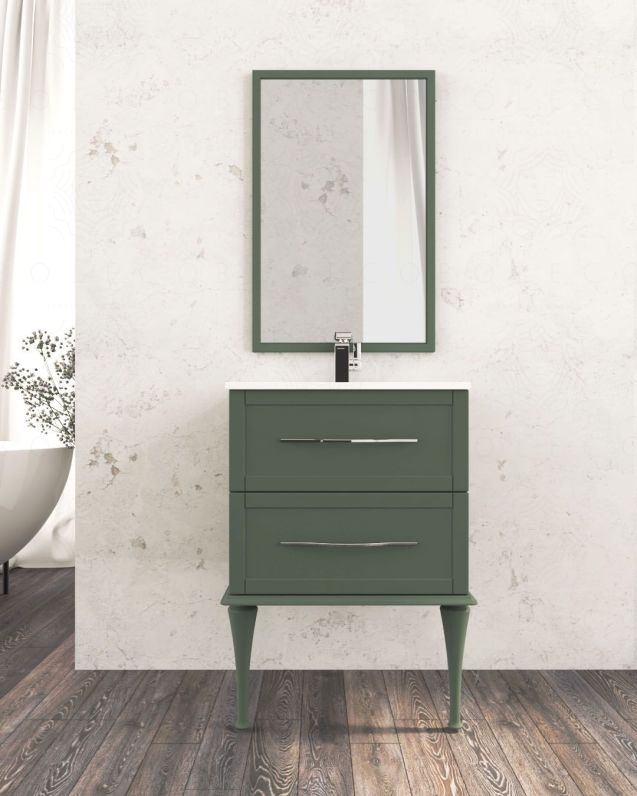 Mobile bagno sospeso Alba 60 cm con lavabo in ceramica - verde