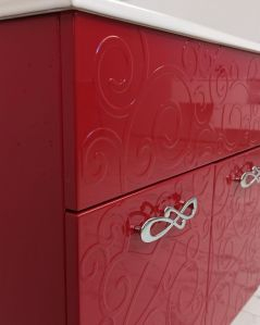 Mobile bagno sospeso 100 cm Noemi rosso corallo con ante e