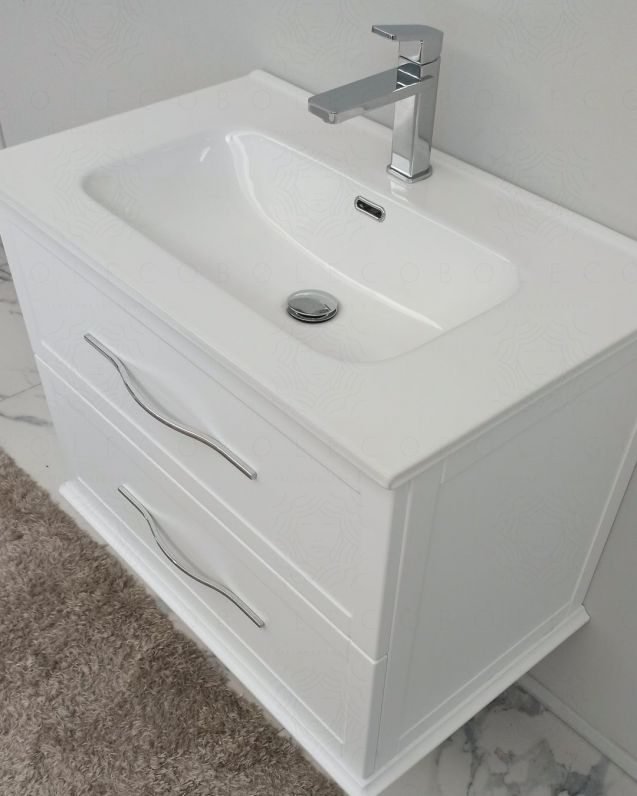Mobile bagno sospeso Alba con lavabo in ceramica, cm.74