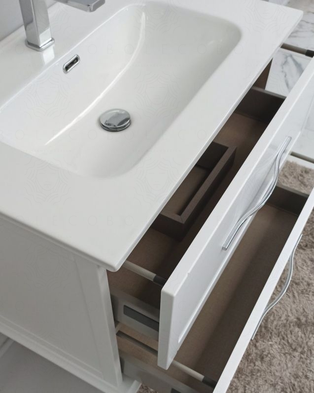 Mobile bagno sospeso Alba con lavabo in ceramica, cm.74