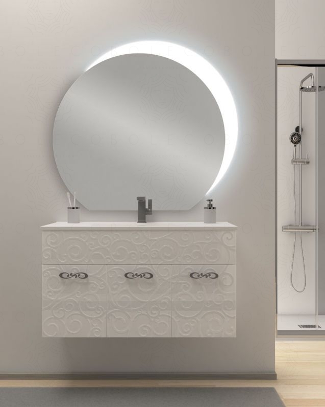 Mobile bagno sospeso Noemi cm.100, con lavabo in ceramica e Mobile bagno sospeso Noemi cm.100, con lavabo in ceramica e