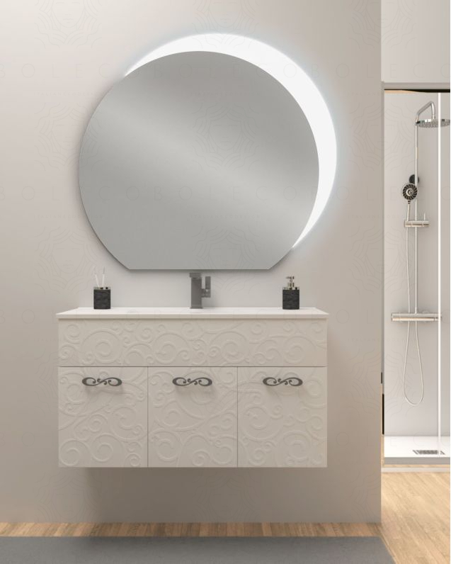 Mobile bagno sospeso Noemi 100 cm bianco opaco con lavabo e Mobile bagno sospeso Noemi 100 cm bianco opaco con lavabo e