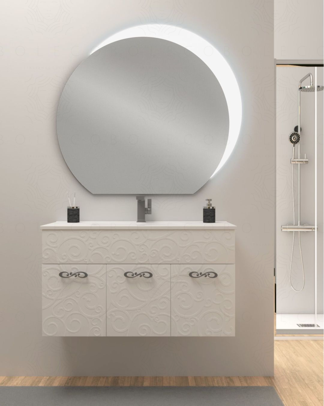 Mobile bagno sospeso Noemi 100 cm bianco opaco con lavabo e Mobile bagno sospeso Noemi 100 cm bianco opaco con lavabo e
