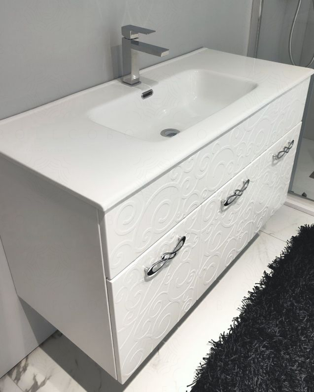Mobile bagno sospeso Noemi 100 cm bianco opaco con lavabo e Mobile bagno sospeso Noemi 100 cm bianco opaco con lavabo e