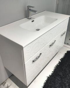 Mobile bagno sospeso Noemi 100 cm bianco opaco con lavabo e