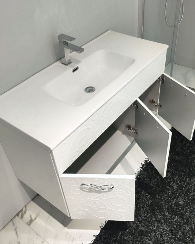 Mobile bagno sospeso Noemi 100 cm bianco opaco con lavabo e Mobile bagno sospeso Noemi 100 cm bianco opaco con lavabo e