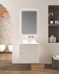 Mobile bagno sospeso cm 60 plissettato con top in mdf
