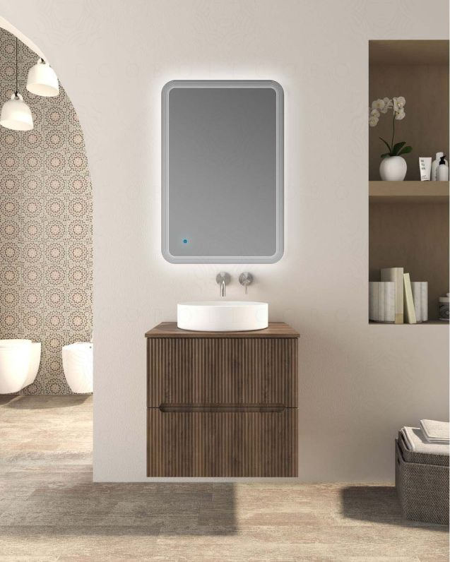Mobile bagno sospeso cm 60 plissettato con top in mdf