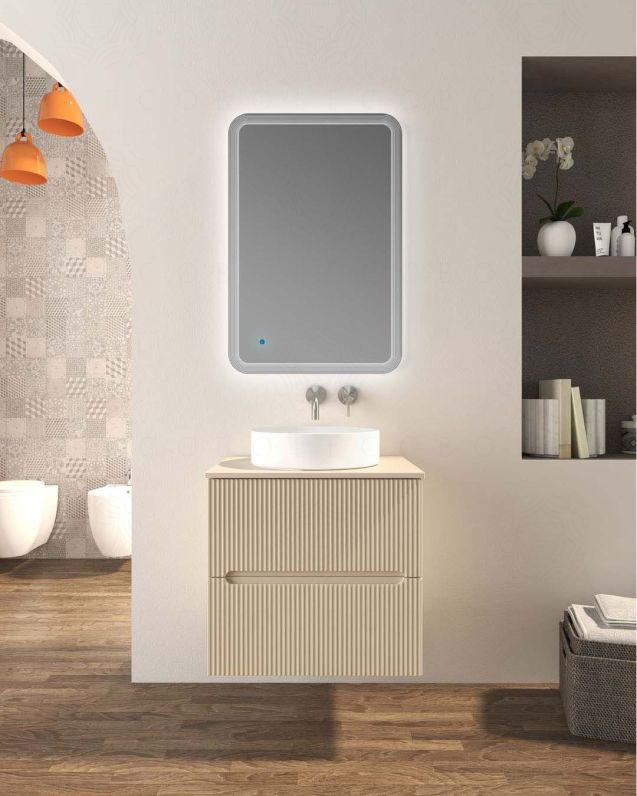 Mobile bagno sospeso cm 60 plissettato con top in mdf